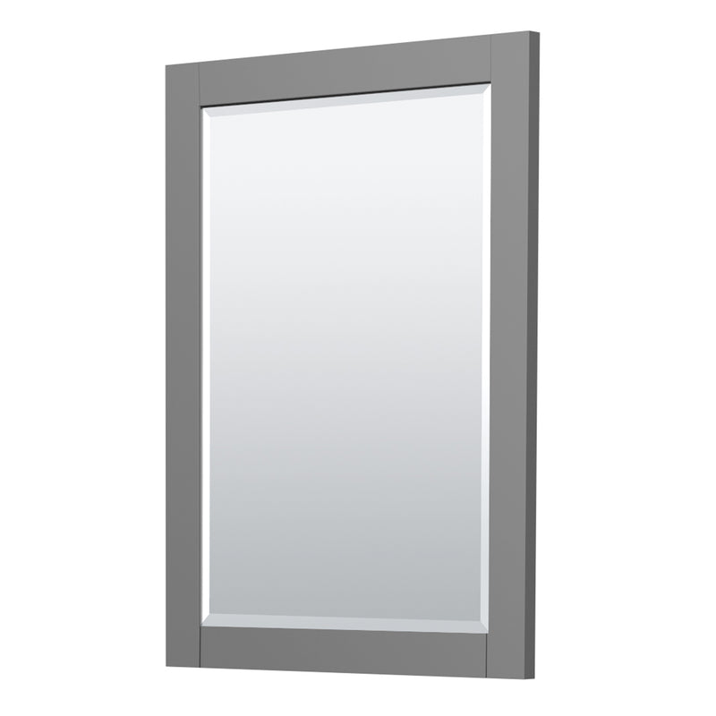 Wyndham Miranda 30" Single Bathroom Vanity In Dark Gray 1.25" Thick Matte White Solid Surface Countertop Integrated Sink Brushed Gold Trim 24" Mirror WCF292930SGGK1INTM24