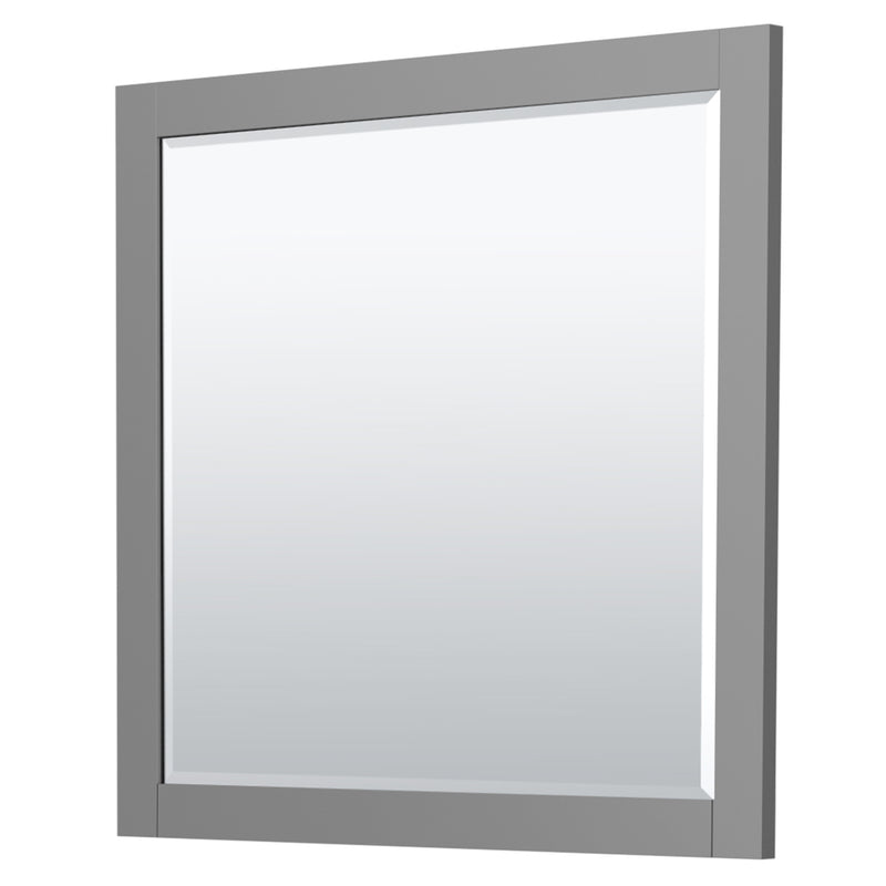 Wyndham Miranda 36" Single Bathroom Vanity In Dark Gray Matte White Solid Surface In 4" Thickness Integrated Sink Brushed Nickel Trims and 34" Mirror WCF292936SKGK4INTM34