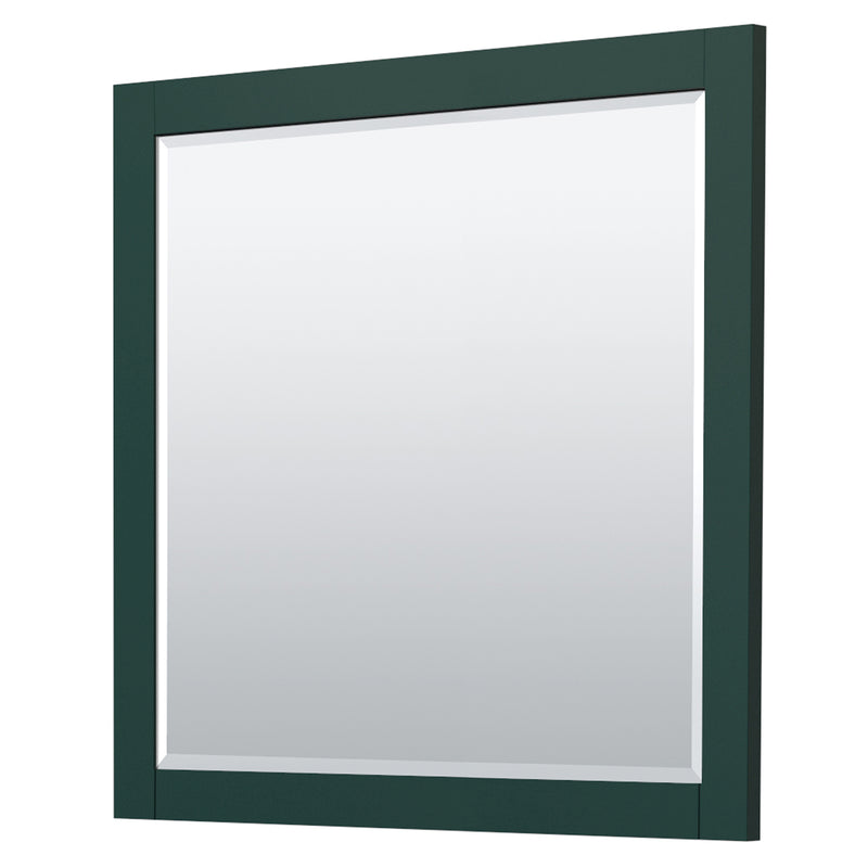 Wyndham Miranda 36" Single Bathroom Vanity In Green White Carrara Marble Countertop Undermount Square Sink Matte Black Trim 34" Mirror WCF292936SGKCMUNSM34