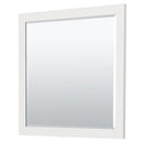 Wyndham Miranda 36" Single Bathroom Vanity In White Matte White Solid Surface In 1.25" Thickness Integrated Sink Black Trims and 34" Mirror WCF292936SWBK1INTM34