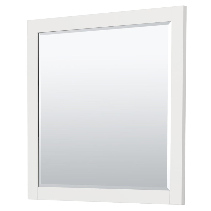 Wyndham Miranda 36" Single Bathroom Vanity In White Matte White Solid Surface In 1.25" Thickness Integrated Sink Brushed Nickel Trims and 34" Mirror WCF292936SWHK1INTM34