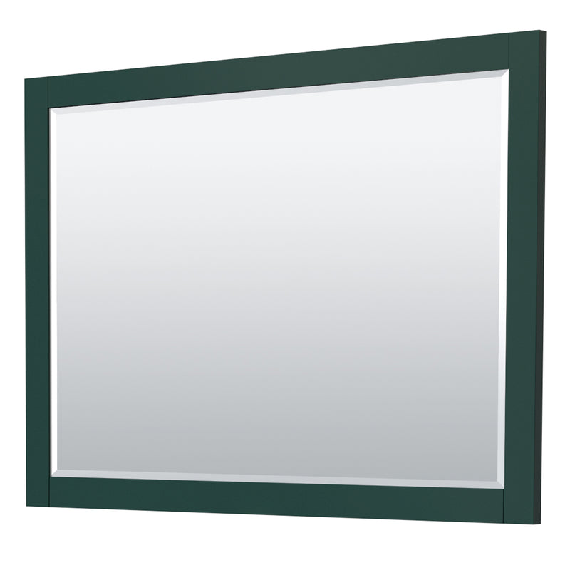 Wyndham Miranda 48" Single Bathroom Vanity In Green White Carrara Marble Countertop Undermount Square Sink Brushed Nickel Trim 46" Mirror WCF292948SGECMUNSM46