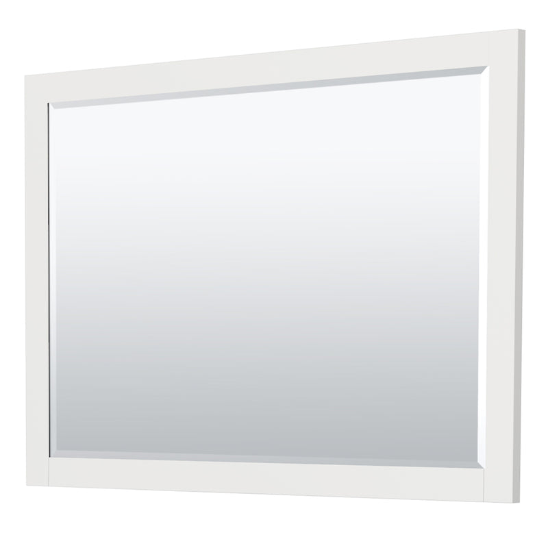 Wyndham Miranda 54" Single Bathroom Vanity In White White Carrara Marble Countertop Undermount Square Sink Brushed Gold Trim 46" Mirror WCF292954SWGCMUNSM46