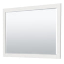 Wyndham Miranda 54" Single Bathroom Vanity In White No Countertop No Sink Matte Black Trim 46" Mirror WCF292954SWBCXSXXM46