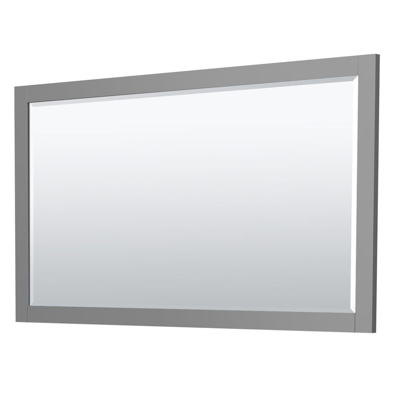 Wyndham Miranda 66" Double Bathroom Vanity In Dark Gray White Carrara Marble Countertop Undermount Square Sinks Brushed Gold Trim 58" Mirror WCF292966DGGCMUNSM58