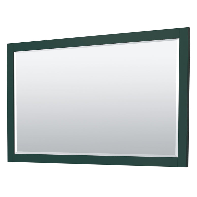 Wyndham Miranda 60" Double Bathroom Vanity In Green White Carrara Marble Countertop Undermount Square Sinks Brushed Gold Trim 58" Mirror WCF292960DGDCMUNSM58