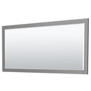 Wyndham Miranda 72" Double Bathroom Vanity In Dark Gray White Carrara Marble Countertop Undermount Square Sinks Brushed Nickel Trims and 70" Mirror WCF292972DKGCMUNSM70