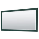 Wyndham Miranda 72" Double Bathroom Vanity In Green 1.25" Thick Matte White Solid Surface Countertop Integrated Sinks Brushed Gold Trim 70" Mirror WCF292972DGDK1INTM70