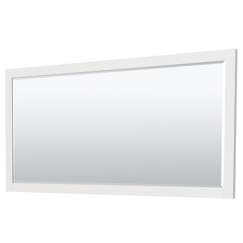 Wyndham Miranda 72" Double Bathroom Vanity In White No Countertop No Sink Black Trims and 70" Mirror WCF292972DWBCXSXXM70