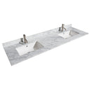 Wyndham Margate 72" Double Bathroom Vanity In White White Carrara Marble Countertop Undermount Square Sinks and No Mirror WCV303072DWHCMUNSMXX