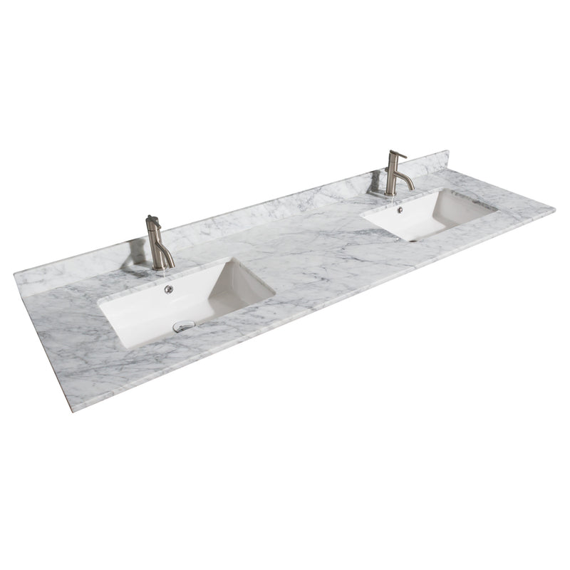 Wyndham Margate 72" Double Bathroom Vanity In Dark Gray White Carrara Marble Countertop Undermount Square Sinks and No Mirror WCV303072DKGCMUNSMXX