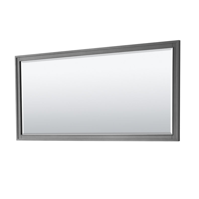 Wyndham Margate 72" Double Bathroom Vanity In Dark Gray White Carrara Marble Countertop Undermount Oval Sinks and 70" Mirror WCV303072DKGCMUNOM70