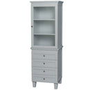 Wyndham Acclaim Bathroom Linen Tower In Oyster Gray with Shelved Cabinet Storage and 4 Drawers WCV8000LTOY