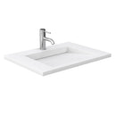 Wyndham Miranda 30" Single Bathroom Vanity In White 1.25" Thick Matte White Solid Surface Countertop Integrated Sink Matte Black Trim 24" Mirror WCF292930SWBK1INTM24