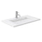 Wyndham Maroni 36" Single Bathroom Vanity In Light Straw Matte White Solid Surface In 1.25" Thickness Integrated Sink Black Trims and No Mirror WCF282836SLBK1INTMXX