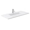 Wyndham Miranda 48" Single Bathroom Vanity In White Matte White Solid Surface In 1.25" Thickness Integrated Sink Brushed Gold Trims and 46" Mirror WCF292948SWGK1INTM46