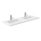 Wyndham Maroni 60" Double Bathroom Vanity In Light Straw Matte White Solid Surface In 1.25" Thickness Integrated Sinks Black Trims and No Mirror WCF282860DLBK1INTMXX