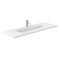 Wyndham Miranda 60" Single Bathroom Vanity In White Matte White Solid Surface In 1.25" Thickness Integrated Sink Black Trims and 58" Mirror WCF292960SWBK1INTM58