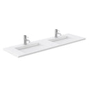 Wyndham Maroni 72" Double Bathroom Vanity In Light Straw Matte White Solid Surface In 1.25" Thickness Integrated Sinks and No Mirror WCF282872DLSK1INTMXX