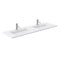 Wyndham Miranda 72" Double Bathroom Vanity In White Matte White Solid Surface In 1.25" Thickness Integrated Sinks Brushed Nickel Trims and No Mirror WCF292972DWHK1INTMXX