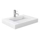 Wyndham Miranda 30" Single Bathroom Vanity In White 4" Thick Matte White Solid Surface Countertop Integrated Sink Brushed Gold Trim 24" Mirror WCF292930SWGK4INTM24