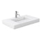 Wyndham Miranda 36" Single Bathroom Vanity In White Matte White Solid Surface In 4" Thickness Integrated Sink Black Trims and 34" Mirror WCF292936SWBK4INTM34