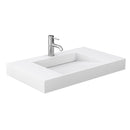 Wyndham Miranda 36" Single Bathroom Vanity In Green 4" Thick Matte White Solid Surface Countertop Integrated Sink Brushed Gold Trim WCF292936SGDK4INTMXX