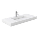 Wyndham Miranda 48" Single Bathroom Vanity In Green 4" Thick Matte White Solid Surface Countertop Integrated Sink Matte Black Trim WCF292948SGKK4INTMXX