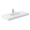 Wyndham Miranda 48" Single Bathroom Vanity In White Matte White Solid Surface In 4" Thickness Integrated Sink Brushed Nickel Trims and 46" Mirror WCF292948SWHK4INTM46