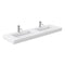 Wyndham Miranda 72" Double Bathroom Vanity In White Matte White Solid Surface In 4" Thickness Integrated Sinks Brushed Gold Trims and No Mirror WCF292972DWGK4INTMXX