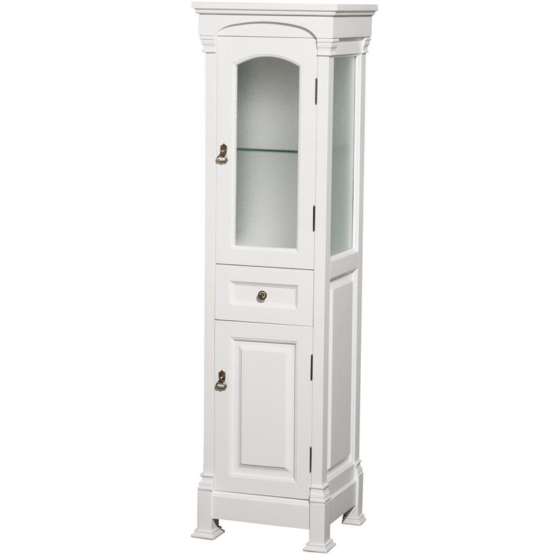 Wyndham AAA Andover 60" Double Bathroom Vanity In White No Countertop No Sink and 56" Mirror WCVTRAD60DWHCXSXXM56