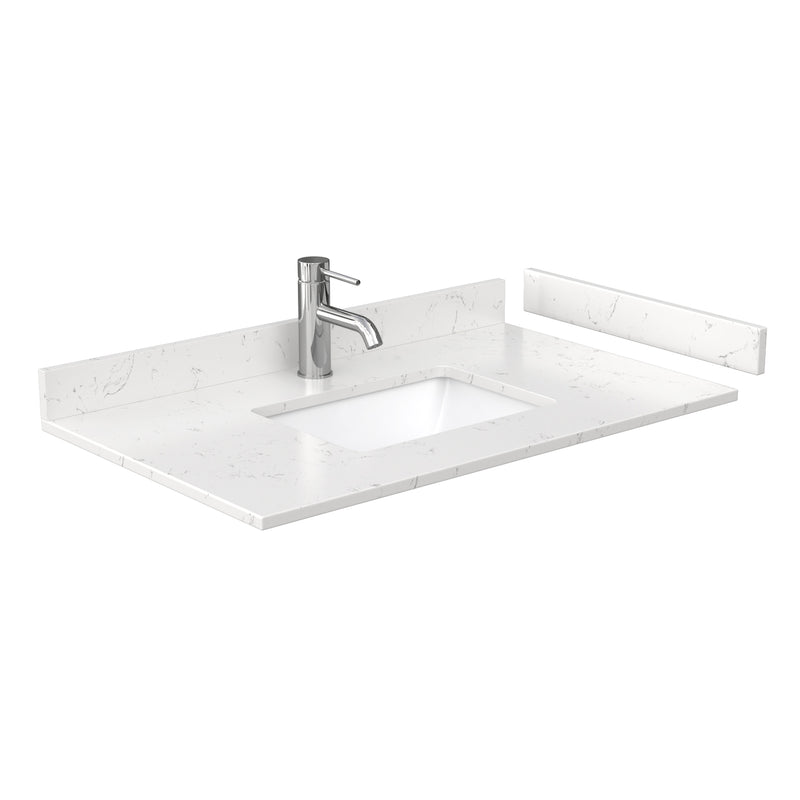 Wyndham Miranda 36" Single Bathroom Vanity In Green Light-Vein Carrara Cultured Marble Countertop Undermount Square Sink Brushed Gold Trim WCF292936SGDC2UNSMXX