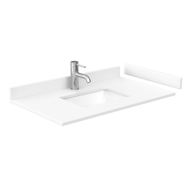 Wyndham Sheffield 36" Single Bathroom Vanity In Dark Gray with White Cultured Marble Countertop Undermount Square Sink and No Mirror WCS141436SKGWCUNSMXX