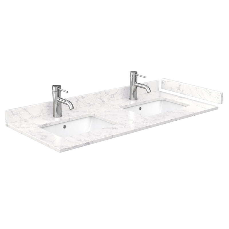 Wyndham Avery 48" Double Bathroom Vanity In Dark Gray Dark-Vein Carrara Cultured Marble Countertop Undermount Square Sinks and 46" Mirror WCV232348DKGC1UNSM46