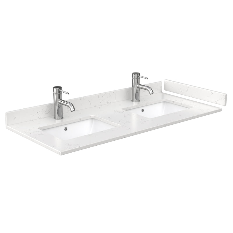 Wyndham Beckett 48" Double Bathroom Vanity In Green Carrara Cultured Marble Countertop Undermount Square Sinks Brushed Nickel Trim WCG242448DGECCUNSMXX