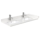 Wyndham Avery 48" Double Bathroom Vanity In White Light-Vein Carrara Cultured Marble Countertop Undermount Square Sinks and No Mirror WCV232348DWHC2UNSMXX