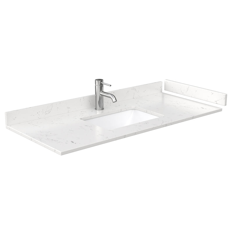 Wyndham Daria 48" Single Bathroom Vanity In White Light-Vein Carrara Cultured Marble Countertop Undermount Square Sink Brushed Gold Trims and 46" Mirror WCV252548SWGC2UNSM46