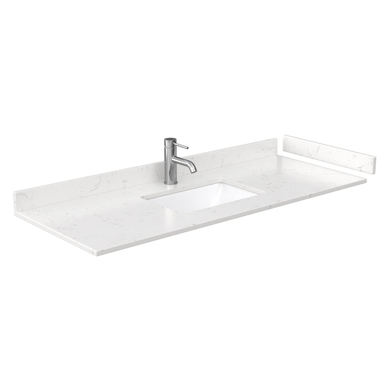 Wyndham Beckett 54" Single Bathroom Vanity In White Carrara Cultured Marble Countertop Undermount Square Sink Black Trims and No Mirror WCG242454SWBCCUNSMXX