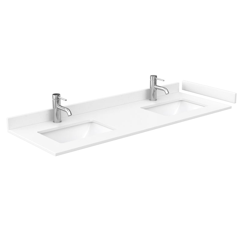 Wyndham Deborah 60" Double Bathroom Vanity In White with White Cultured Marble Countertop Undermount Square Sinks Brushed Gold Trims and Medicine Cabinets WCS202060DWGWCUNSMED