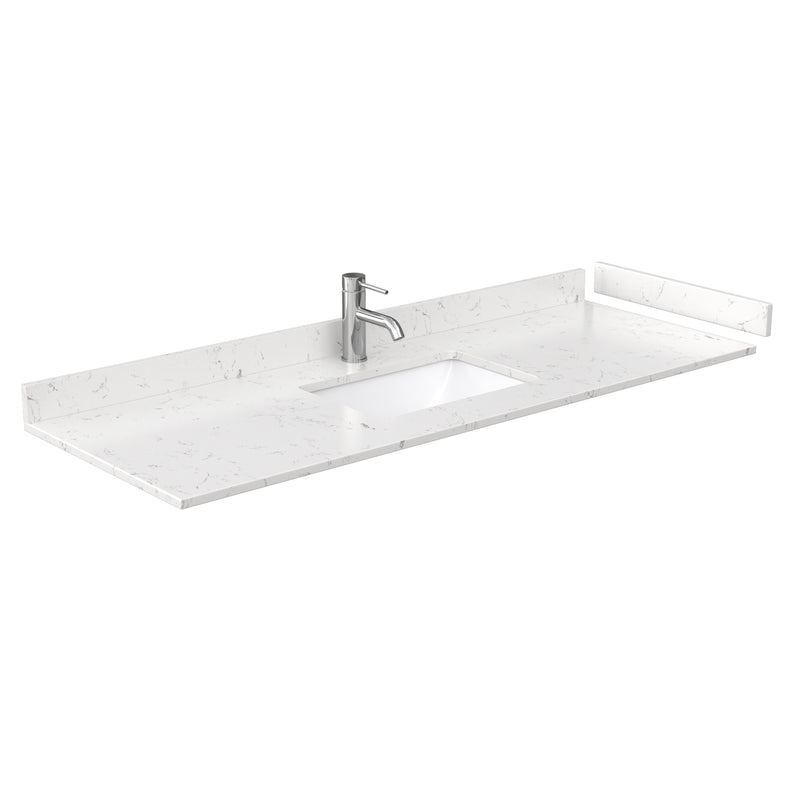 Wyndham Beckett 60" Single Bathroom Vanity In White Carrara Cultured Marble Countertop Undermount Square Sink Brushed Gold Trims and No Mirror WCG242460SWGCCUNSMXX