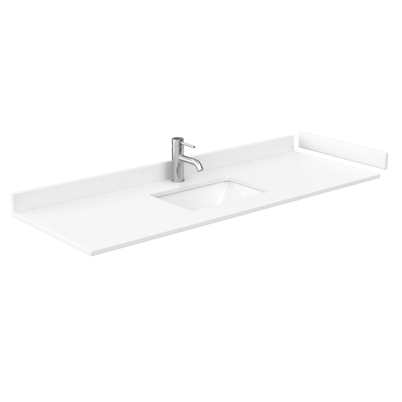 Wyndham Sheffield 60" Single Bathroom Vanity In White with White Cultured Marble Countertop Undermount Square Sink and No Mirror WCS141460SWHWCUNSMXX