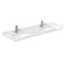 Wyndham Miranda 66" Double Bathroom Vanity In White Light-Vein Carrara Cultured Marble Countertop Undermount Square Sinks Matte Black Trim WCF292966DWBC2UNSMXX