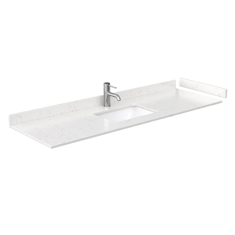 Wyndham Miranda 66" Single Bathroom Vanity In Green Light-Vein Carrara Cultured Marble Countertop Undermount Square Sink Brushed Nickel Trim WCF292966SGEC2UNSMXX