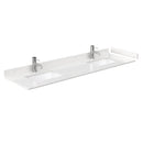 Wyndham Miranda 72" Double Bathroom Vanity In White Light-Vein Carrara Cultured Marble Countertop Undermount Square Sinks Brushed Gold Trims and No Mirror WCF292972DWGC2UNSMXX