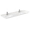 Wyndham Miranda 72" Double Bathroom Vanity In White Light-Vein Carrara Cultured Marble Countertop Undermount Square Sinks Brushed Gold Trims and No Mirror WCF292972DWGC2UNSMXX