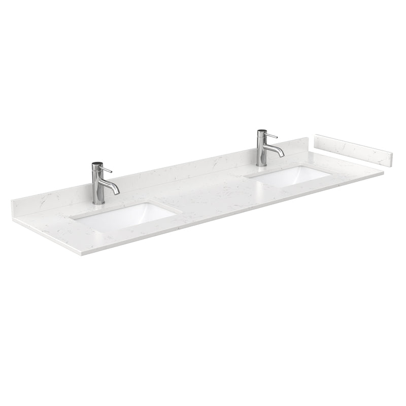 Wyndham Miranda 72" Double Bathroom Vanity In Green Light-Vein Carrara Cultured Marble Countertop Undermount Square Sinks Brushed Nickel Trim WCF292972DGEC2UNSMXX