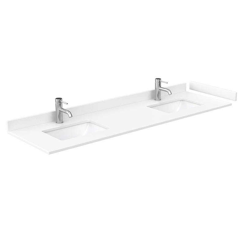 Wyndham Beckett 72" Double Bathroom Vanity In White White Cultured Marble Countertop Undermount Square Sinks Black Trims and No Mirror WCG242472DWBWCUNSMXX