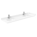 Wyndham Miranda 72" Double Bathroom Vanity In White White Cultured Marble Countertop Undermount Square Sinks Brushed Nickel Trims and 70" Mirror WCF292972DWHWCUNSM70