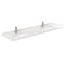 Wyndham Daria 80" Double Bathroom Vanity In White Light-Vein Carrara Cultured Marble Countertop Undermount Square Sinks Brushed Gold Trims and 24" Mirrors WCV252580DWGC2UNSM24