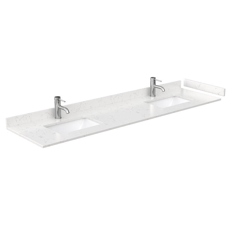 Wyndham Daria 80" Double Bathroom Vanity In White Light-Vein Carrara Cultured Marble Countertop Undermount Square Sinks Brushed Gold Trims and 24" Mirrors WCV252580DWGC2UNSM24